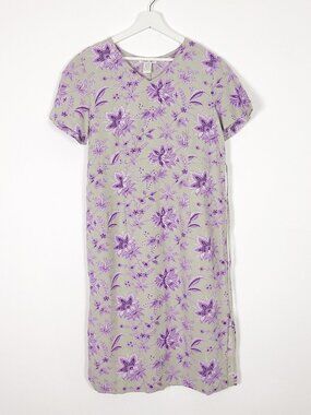 Vintage Linen Blend Floral Dress
